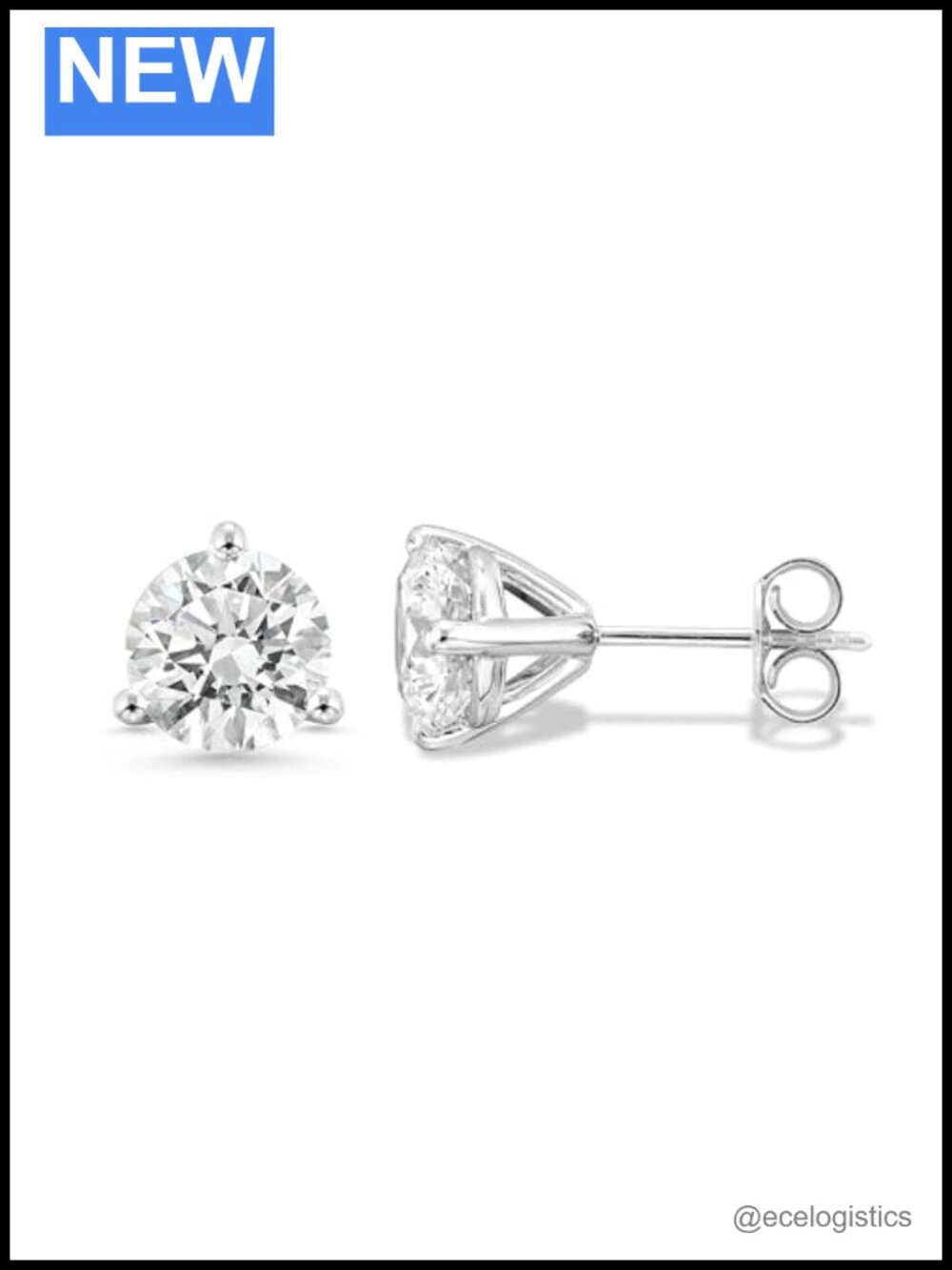 Lab Grown Diamond Stud Earrings 14K White Gold 2.00 cttw Martini